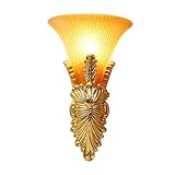 BEUTEE Retro-Wandlampen, goldene halbe Wandleuchte mit nachgeahmtem Rissharzkörper und Glasschirm, Wandleuchten für Innentreppen, Flure, Schlafzimmer