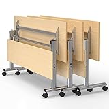 Mobiler Schulungstisch mit Klappdeckel und Bescheidenheit, 3er-Set Konferenztisch, rechteckiger Besprechungstisch, rustikaler Holz-Seminartisch, Chefschreibtisch für Büro, Konferenzraum ( Größe : L160