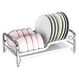 304 Edelstahl Küche Einlagiges Regal Abtropfgestell Geschirrständer zum Trocknen und Aufbewahren von undichten Korb-Geschirrständern, Silber, 41 * 25,5 * 15 cm