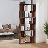 BULANED Bücherregal/Raumteiler, Regal Kinderzimmer, Bookshelf, Bücher Regal, Mehrzweckregal, Bookcase, Leiterregal, Standregal, Allzweckschrank, Braun Eiche 80x24x192 cm Holzwerkstoff