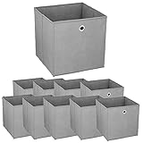 Murago 10er Set Faltbox ca. 30x30x30 cm Grau Aufbewahrungsbox Klappbox faltbar Aufbewahrungs Körbe Einschub Korb Boxen Box Stoff Regalkorb Organizer