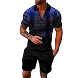 Weste Herren Ärmel Männliche Sommer Casual Print Reißverschluss Umlegekragen Bluse Kurzarm Tops Shirt Shorts Outfits Anzug Komplett Herren