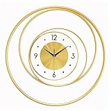 BPILOT Large Metal Wanduhr für Wohnzimmer Stille Nordic dekorativen Uhr Blatt Retro Vintage Art-Kunst-Dekor - Home Office & Kitchen Wanduhren,Gold,60 cm