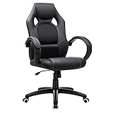 SONGMICS Racing Stuhl , Bürostuhl, Gaming , Chefsessel Drehstuhl PU, schwarz, OBG56B