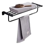 Handtuchhalter Handtuchhalter Edelstahl Handtuchhalter mit Stange Einfacher doppelter Wandhandtuchhalter Handtuchhalter für Badezimmer Küche Handtuchhalter Handtuchhalter/Schwarz/60 cm The New