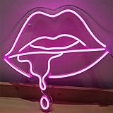 LED Neonschild Pink Dripping Lips Neonschild, LED Visuelle Wandleuchte Dekor Neonlampe