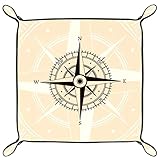 Valet Tray Ledertablett Schreibtischablage Schmuck Schlüsselablage 16 x 16 cm, Kompass