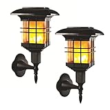 Solarleuchten, LED-Flacker-Flammenlicht, wasserdicht, für den Außenbereich, Dämmerung bis Morgendämmerung, automatisches Ein-/Ausschalten, Fackeln für Garten, Terrasse, Hof, Tür, Treppen. (2 Stück)