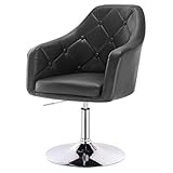 eSituro SBST0292 1 x Bar Sessel Barhocker Loungesessel Relaxsessel, höhenverstellbar & 360° drehbar, mit gepolsterter Rückenlehne, aus hochwertigem Kunstleder, Schwarz