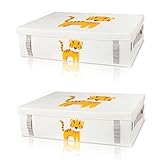 GRINSEZWERGE 2er-Set Spielzeugkiste zur Aufbewahrung unter dem Bett | Unterbettbox Kinder | Aufbewahrungsbox Kinder | große Spielzeugbox mit Deckel für Kinderzimmer | Unterbett Box Kiste flach