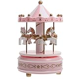 Merry- Go Runde Spieluhr zum Aufziehen mit Musik, rotierende Pferde, Karussell, Spieluhr, , rotierende Schneekugeln, Karussell, Pferd, Spieluhren für Jungen, Mädchen, Kinder, Frauen