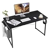 AuAg Schreibtisch Schwarz 120 x 60 cm, PC Tisch Computertisch mit Aufbewahrungstasche, Kleiner Schreibtisch Bürotisch Officetisch für Home Office Schule, Stabil Laptop-Tisch Arbeitstisch