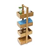 Relaxdays Bambus Badregal H x B x T: 75 x 25 x 18 cm Praktisches Badezimmerregal als Ablageständer mit 4 Körben als Bambus-Butler Korbregal aus natürlichem Holz für Badezimmer und Feuchträume, natur