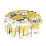 Giwawa Sommer Blumen Runde Tischdecke 152,4 cm Gelb Weiß Blume Tischdecke Frühling Sommer Dekorative Tischdecke für Zuhause Küche Esszimmer Picknick Party Urlaub