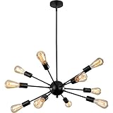 Glighone Sputnik Kronleuchter Modern Deckenleuchte Pendelleuchte Hängelampe mit 10-Flammig E27 Lampenfassung Brass Metall für Esszimmer Zimmer Wohnzimmer Küche Restaurant