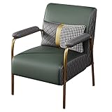 SFXYOYBT Leder Sessel Wohnzimmer，Moderne Sofastühle Aus Der Mitte des Jahrhunderts, Ledersessel Mit Metallrahmen Und Lendenkissen, Sessel Für Wohnzimmer, Schlafzimmer, Heimbüro(Color:Grün)