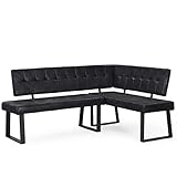 B&D home Eckbank Esszimmer, Eckbankgruppe Küche, gepolsterte Esszimmerbank, Polsterbank, Wildleder Optik Anthrazit, Schenkel Links, 184 x 136 x 85 cm