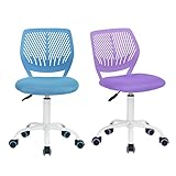 HOMYLIN VD Carnation Violett 2er Set Schreibtischstuhl Bürostuhl höhenverstellbar Drehstuhl Stoffsitz Ergonomischer Arbeitsstuhl mit Rückenlehne Blau + Lila, 44×40×86cm