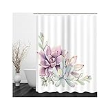 Badewanne Vorhang Lila, Shower Curtains Textile Grün Sukkulente Pflanze Duschvorhang 150x180 Polyester Bad Vorhang Badezimmer Deko