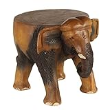 Oriental Galerie Rundhocker Holzhocker Elefanthocker Blumehocker Elefant Hocker ca. 32 cm hoch ca 29 cm Durchmesser Holz Limboholz Braun Groß