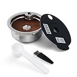 RECAFIMIL Wiederverwendbare Tassimo Pads 180ml nachfüllbare Edelstahl Tassimo Kaffeepads mit schwarzem Silikondeckel Kompatibel mit Bosch Tassimo Maschine