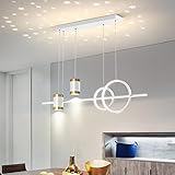 LED Hängeleuchte esstisch Pendelleuchte Mit Fernbedienung Hängeleuchte Höhenverstellbar Pendellampe Moderne LED Pendelleuchte für Esszimmer Schlafzimmer Küche Büro Lampe (Weiß, L100cm)