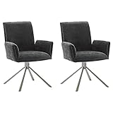 Lomadox Armlehnenstühle Esszimmer 2er Set in anthrazit 180° drehbar mit Nivellierung, B/H/T ca. 61/86/63 cm