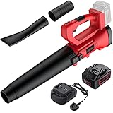 JUSTOOL Laubbläser Akku, 21V 4.0AH Kabelloser Laubsauger 90 MPH / 425 CFM Gebläse Laubbläser 6-Gang Axiallüfter Luftbläser Akku Gebläse mit Akku + Ladgerät Für Garten Haus Garage Auto