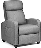 RELAX4LIFE Relaxsessel mit Liegefunktion, Fernsehsessel bis 150 kg belastbar, TV-Sessel mit Verstellbarer Rückenlehne & Fußstütze, Sessel mit Seitentasche, Liegesessel für Wohnzimmer & Büro (Grau)
