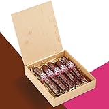 Salami Wurstzigarre in Zigarrenkiste vom Metzgerweltmeister Freyberger | edle Geschenk-Box | Nürnberger Wurst & Fleisch-Geschenkideen | lustiges Geschenk mini Wurstsnack aus regionalem Fleisch