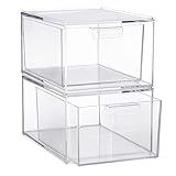 Leadrop Kunststoff-Organizer für Schubladen, durchsichtiges Acryl, Badezimmer-Organizer, bruchsicher, vielseitig einsetzbar, weit verbreitet, 1 Stück/2 Stück 2pcs