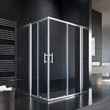 SONNI Duschkabine 120x90cm Eckeinstieg Doppel Schiebetür Echtglas Duschwand Duschtür Duschabtrennung