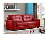 Vente-unique Ledersofa 3-Sitzer - Rot - Hazel