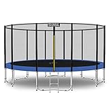 Baunsal® Trampolin Outdoor Ø 487 cm (JS) blau Komplettset Sprungmatte mit Netz und Leiter Gartentrampolin Outdoor Spielzeug Kinder Trampolin Kinder Outdoor Spielzeug Garten