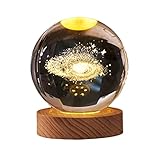 BYYLECL 3D-Planeten-Kristallkugel, Nachtlicht, Heimbüro-Dekoration, leuchtende Kristallkugel, Ornament, Astronomie-Geschenke für Kinder, Sonnensystem