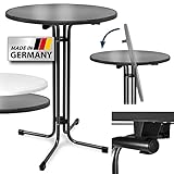 Beautissu Klappbarer Stehtisch Ø 80 cm Sylt – Bistrotisch Rund Made in Germany Klapptisch Wetterbeständig & Hitzebeständig - Kratzfester Partytisch höhenverstellbar, leichte Montage & TÜV – Anthrazit