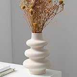 Arawat Keramik Vasen Weiß Vase für Blumen Pampasgras Deko Wohnzimmer Modern Weiß Vasen Dekorative Aesthetic Vase Blumenvase Keramik Tulpenvase Geschenk Deko Modern Vase Nordische 23cm Vase Weiß Matt