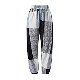 PTLLEND Winterfahrradhosen Herren Leinen lässige Herren Hose Lauflängenlänge Plaid-Patchwork-Baumwolle Vintage-Herrenhose Cargohose Herren Mit Gummibund