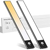 Mycket Unterbauleuchte Küche 126 LED Sensor Licht mit Bewegungsmelder Handwelle Aktiviert Dimmbar Schrankbeleuchtung 30cm USB Aufladbar Nachtlicht für Küche, Schlafzimmer, Treppe（Schwarz 2 Stück