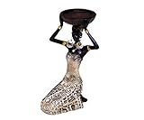 Brillibrum Design Dekofigur Afrikanerin mit Schale Teelichthalter Afrikanische Deko Leuchterfigur kniend Afrikanische Masai Zulu Frau Mädchen Statue Teelicht