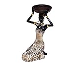 Brillibrum Design Dekofigur Afrikanerin mit Schale Teelichthalter Afrikanische Deko Leuchterfigur kniend Afrikanische Masai Zulu Frau Mädchen Statue Teelicht