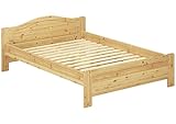 Erst-Holz® Kieferbett Natur Doppelbett 140x200 Futonbett Bett breit Massivholzbett Rollrost 60.37-14