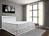 Generisch Boxspringbett London 180 x 200 Chesterfield Bettkasten LED Kopflicht Matratzen