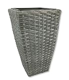 DARO DEKO Poly-Rattan Blumentopf anthrazit 36 x 60cm eckig hoch mit Einsatz schwarz Blumenkübel Übertopf Pflanz-Töpfe