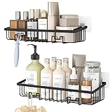 Alsonerbay Duschablage Duschregal ohne Bohren Schwarz, Duschkorb Edelstahl 2er Set selbstklebende Duschkörbe & Duschablagen Duschorganisator für Badezimmer Küche Shampoo und Duschgel