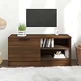 JUNZAI TV-Schrank, TV Lowboard, TV Board, Fernsehtisch, Fernsehschrank, Wohnzimmer, TV Tisch, Fernseher Tisch, Fernsehkommode, Braun Ereiche 80x35x36,5 cm Holzwerkstoff