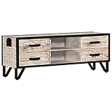 Makastle Retro-Stil TV Lowboard mit 4 Schubladen und 2 offenen Fächern, Industrie Style TV Board TV Schrank TV Regal TV Tisch Fernsehtisch Fernsehschrank für Wohnzimmer & Schlafzimmer, 110x30x41 cm