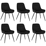 WOLTU Esszimmerstühle 6er Set, Polsterstuhl Samt, Küchenstuhl gepolstert, Akzentstuhl für Wohnzimmer Schlafzimmer Küche, ergonomischer Stuhl mit Rückenlehne, Schwarz, BH331sz-6