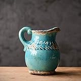 Keramikvase, dekorative Blumenvase, Vintage, geprägt, alt, blau, Esstisch, Couchtisch, Vase, Blume, Trockenblumenarrangement, Cera