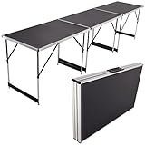 Raburg Multi-Tisch-Set OLLI, 3-teilig in SEIDEN-SCHWARZ, stabiles Alu-Profil, 4-Fach höhenverstellbar, beschichtete MDF-Platte, pro Tisch 30 kg bis belastbar, 3 x 100 cm x 60 cm, kompakt klappbar